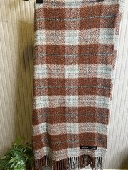 Sackcloth and Ashes Blanket Throw Vintage Plaid Rust Herringbone Made in Italy