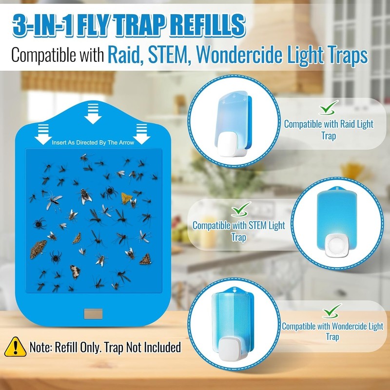 25 Pcs Refill Cartridges for Stem Flying Insect Light Trap, Glue Card Replacemen gallery