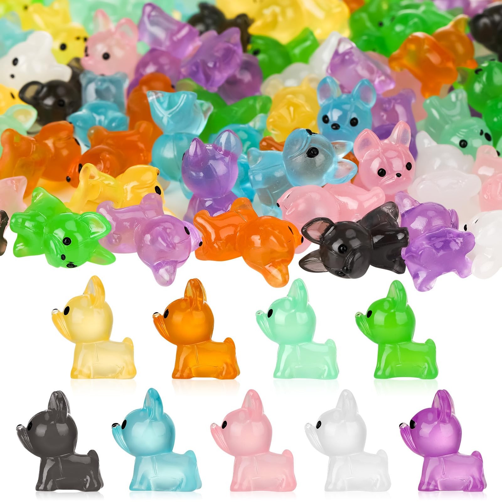 90 Pcs Mini Resin Dogs - Cute Small Dog Figures, Glow in the Dark Crafts, Cake gallery