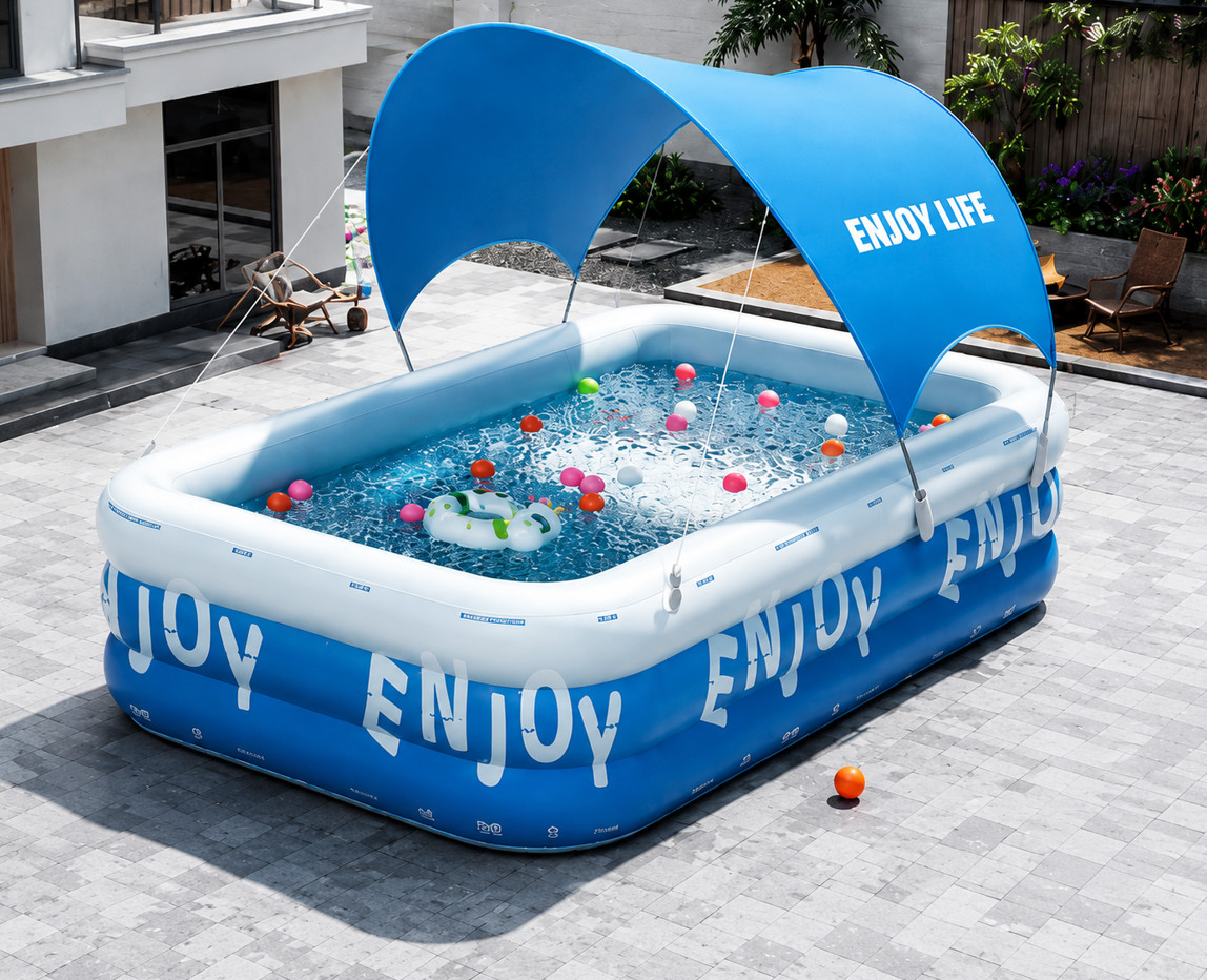 Family Inflatable Pool with Sunshade Canopy gallery