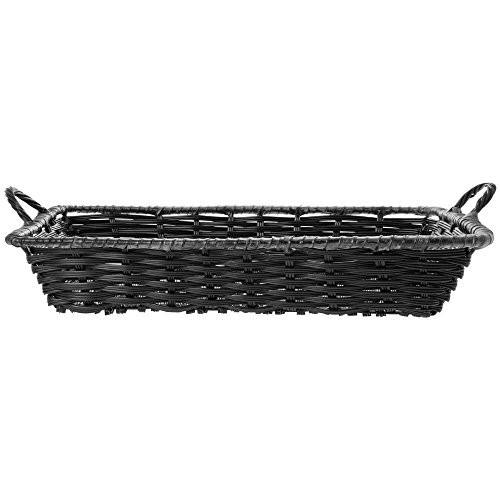 HUBERT Wicker Storage Basket with Handles Black Plastic - 18" L x 12" W x 3 1/2 gallery