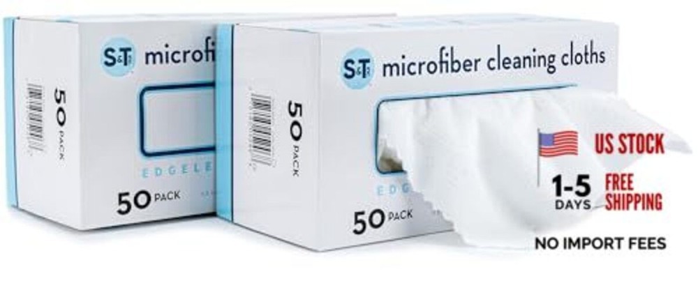 Microfiber Cleaning Cloths with Box, Two 50pk Boxes, Bulk Towels White 2 Box
