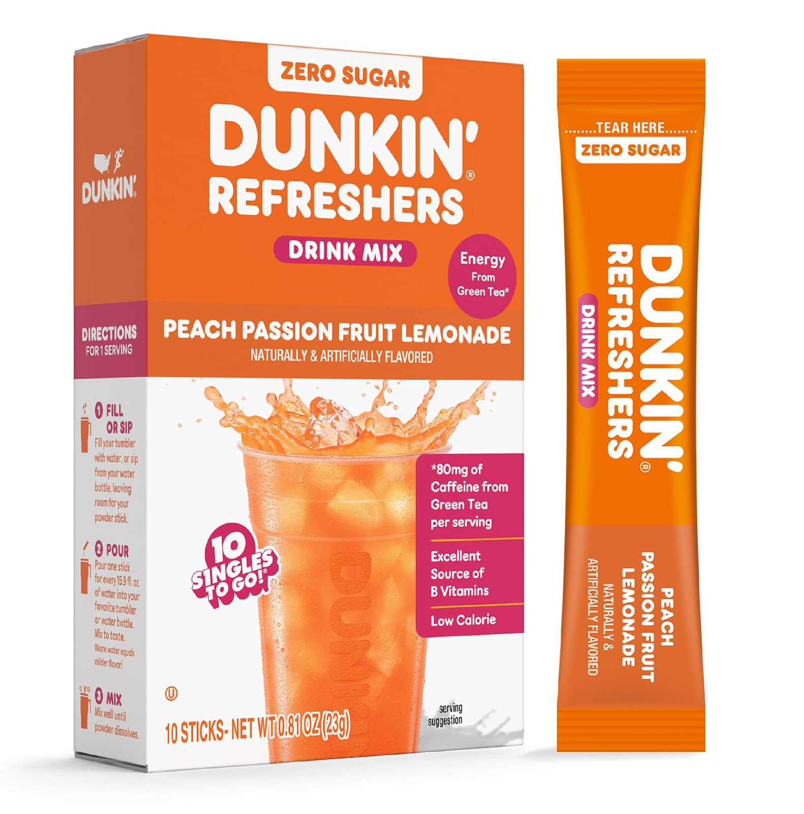 Dunkin’ Refreshers Singles To Go! Powdered drink mix packets, Peach Passionfruit gallery