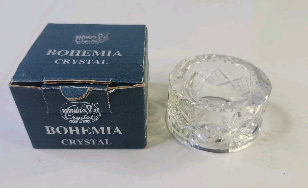 Single Bohemia Crystal Coaster Hand Cut Válec Design Czechia Clear 1" gallery