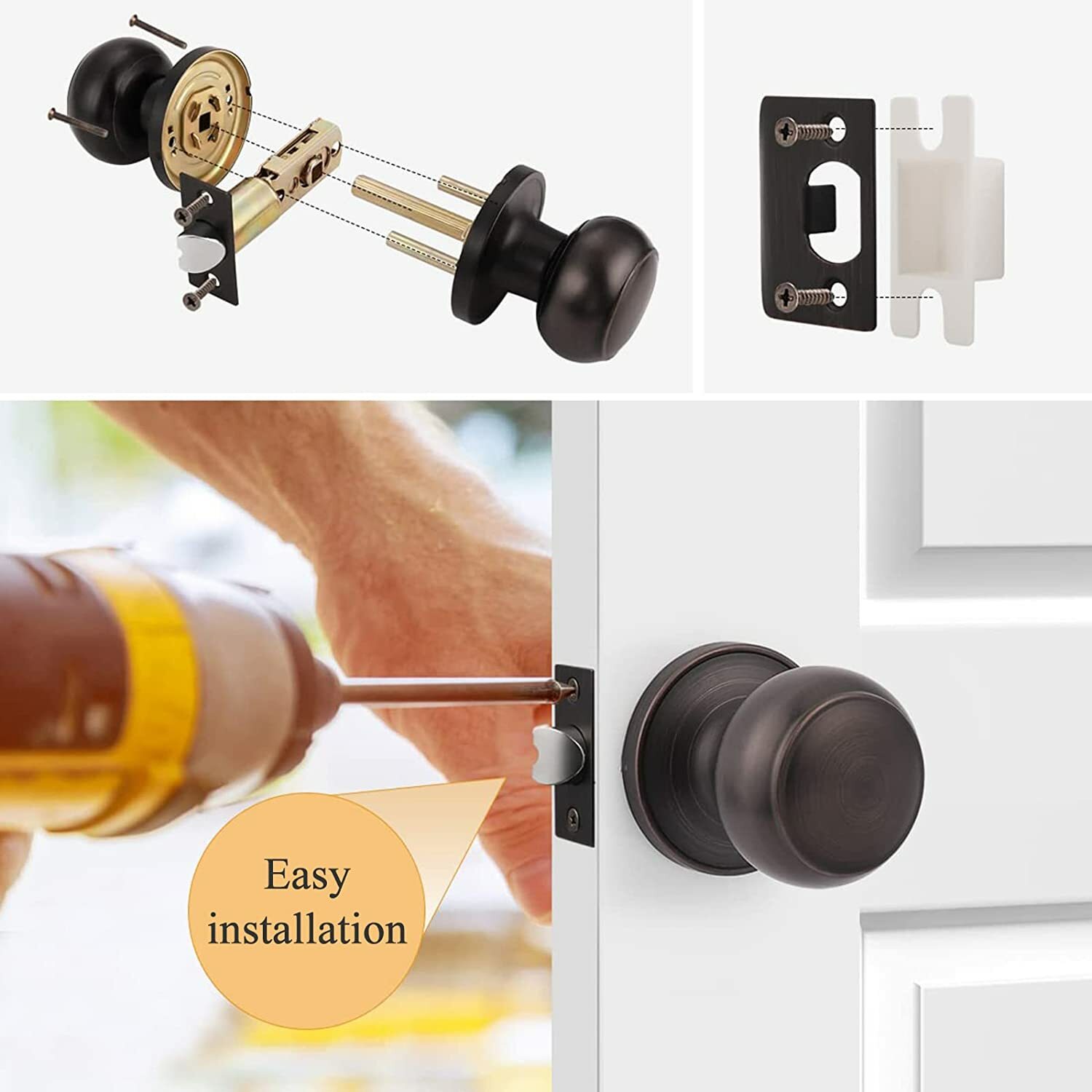 Privacy Handles Passage Wave Door Levers Round Entry Locks Oil Rubbed Bronze gallery