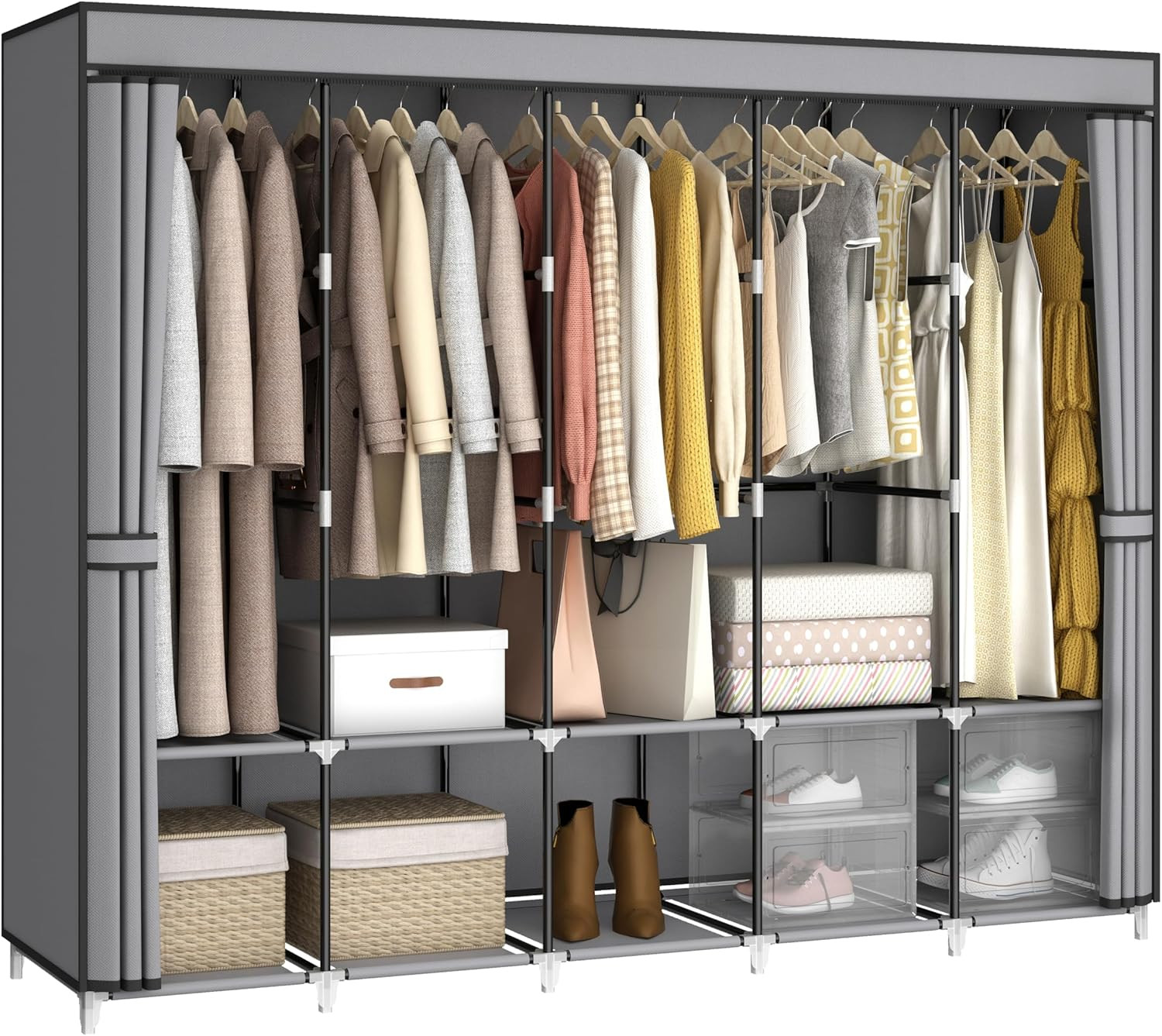 83 Inch Wide Portable Closet Wardrobe, Clothes Storage Rack Organizer gallery