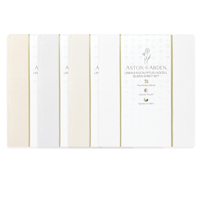 Linen and Eucalyptus Lyocell Sheet Set, Classic Linen Look, Moisture Wicking gallery
