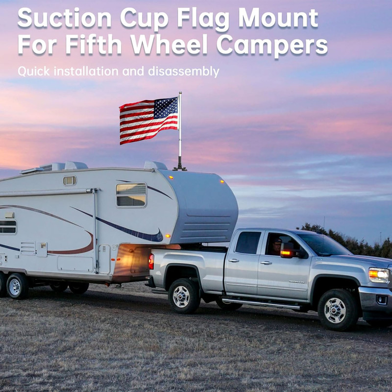 RV Flag Pole Mount with Suction Cups - Adjustable No Drill Holder for Vehicles gallery