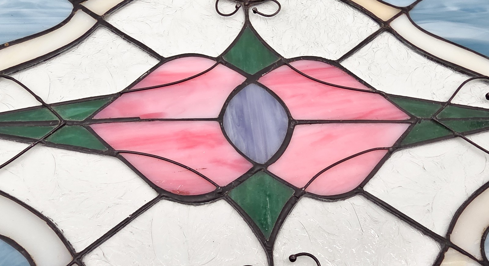 Vintage Stained Glass Window Panel Floral Geometric Art Glass 12x9.5 Handmade gallery