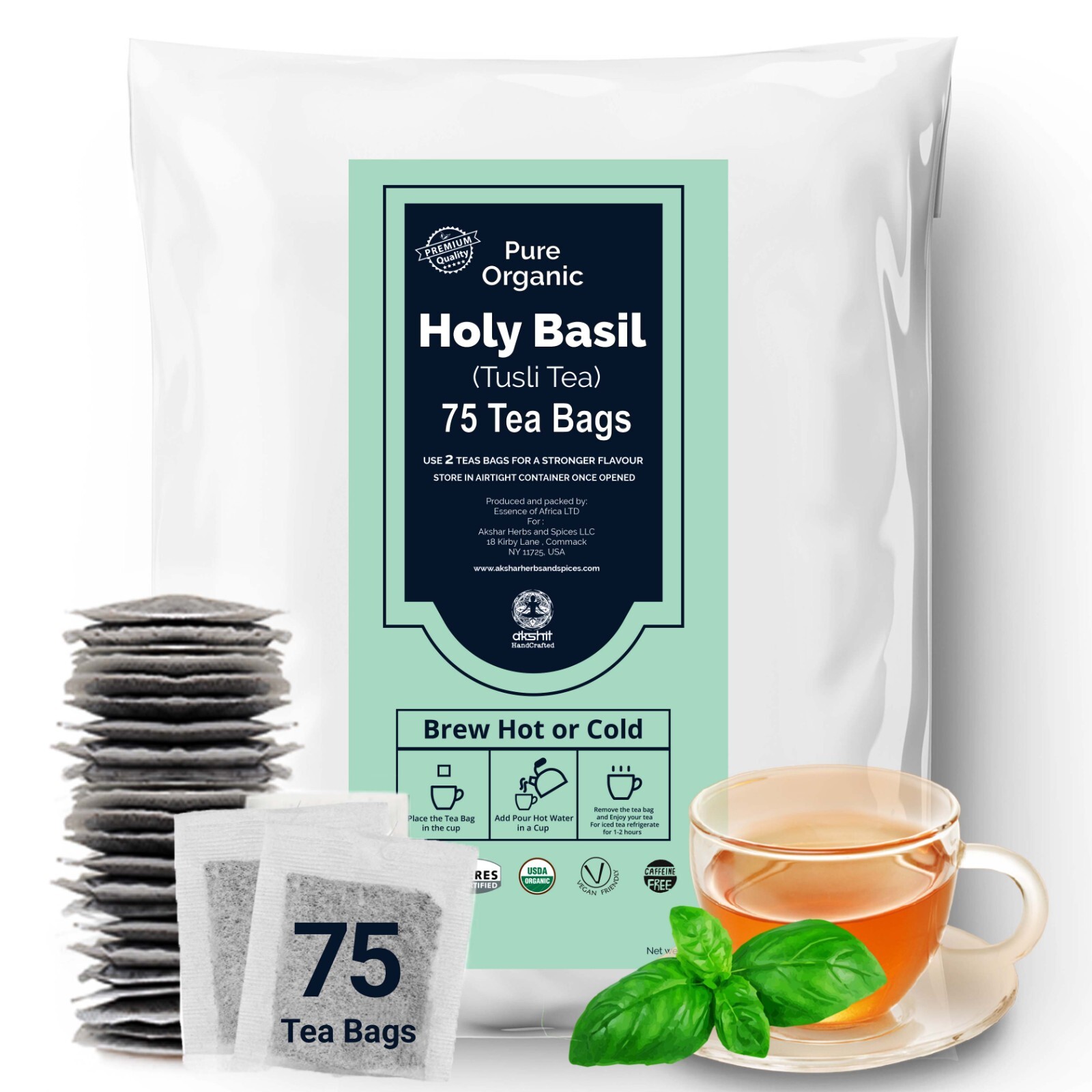 75 Organic Holy Basil Tea Bags, 100% Pure Tulsi Tea, Immune Tea, Herbal Tea gallery