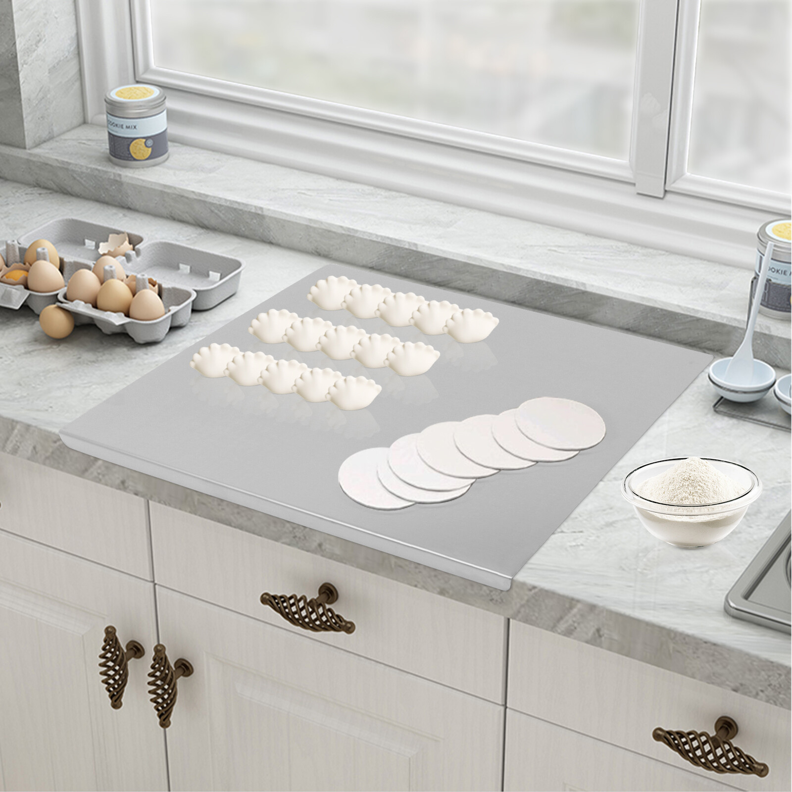 Stainless Steel Cutting Chopping Boards Large Pastry Board Counter with Lip Top gallery