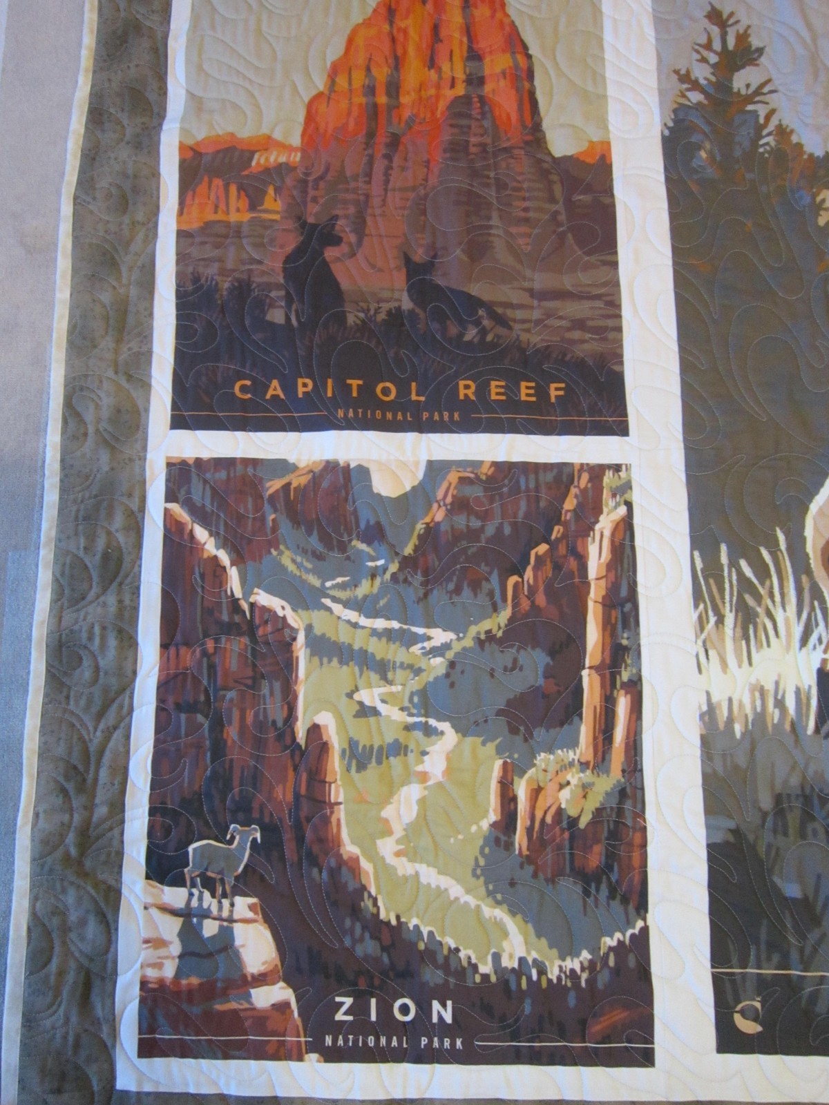 USA Handmade Lap/Throw Size Quilt- Yellowstone National Park/ Zion 50" x 59" gallery