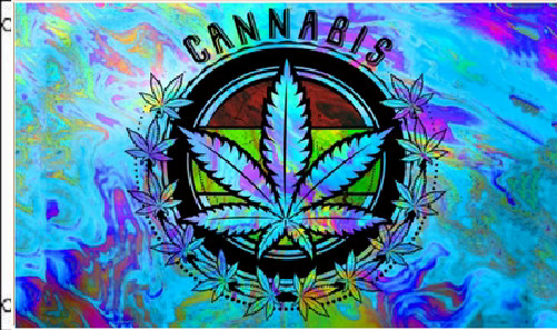 3X5 CANNABIS WEED LEAF MARIJUANA HEMP TYE DIE NEON COLORS FLAG BANNER 100D gallery