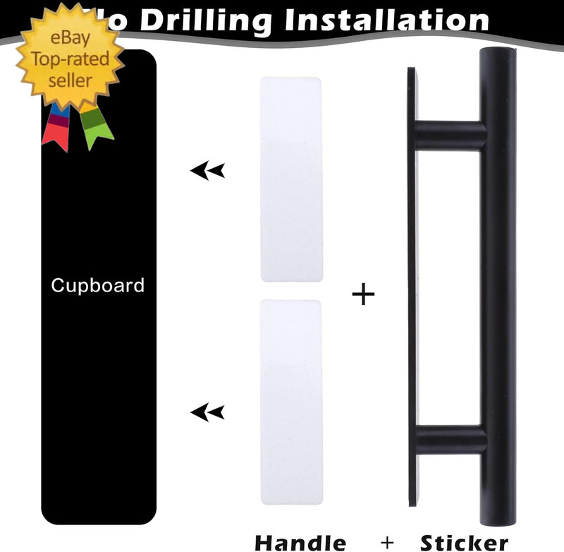 8 Pack Adhesive Cabinet Handles Pulls, Self Stick Door Handles ABS Plastic Pulls gallery