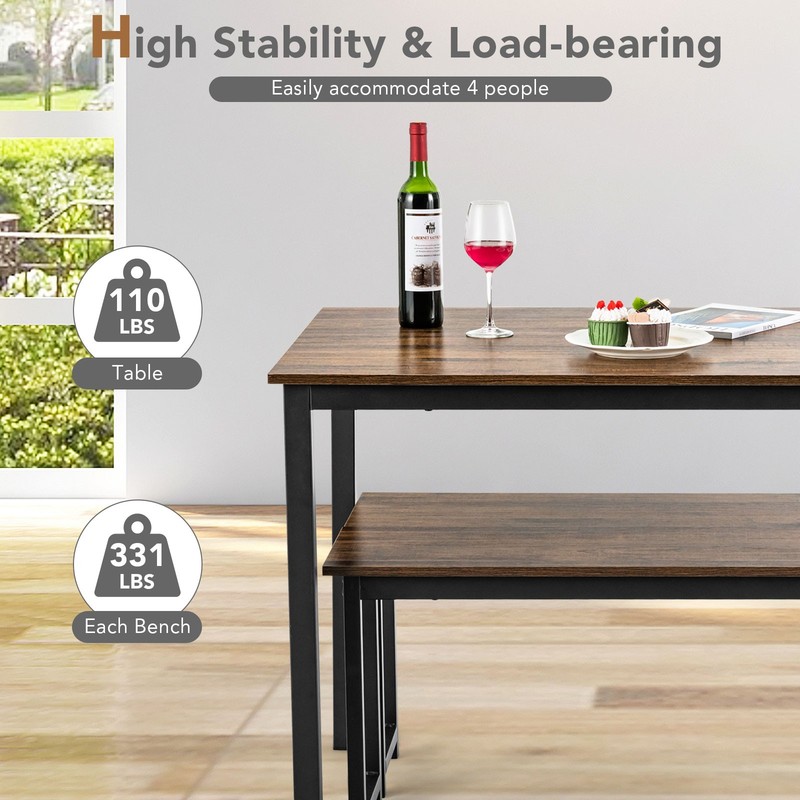 Topbuy 3pcs Dining Table Set for 4 Modern Industrial Counter Height Kitchen gallery