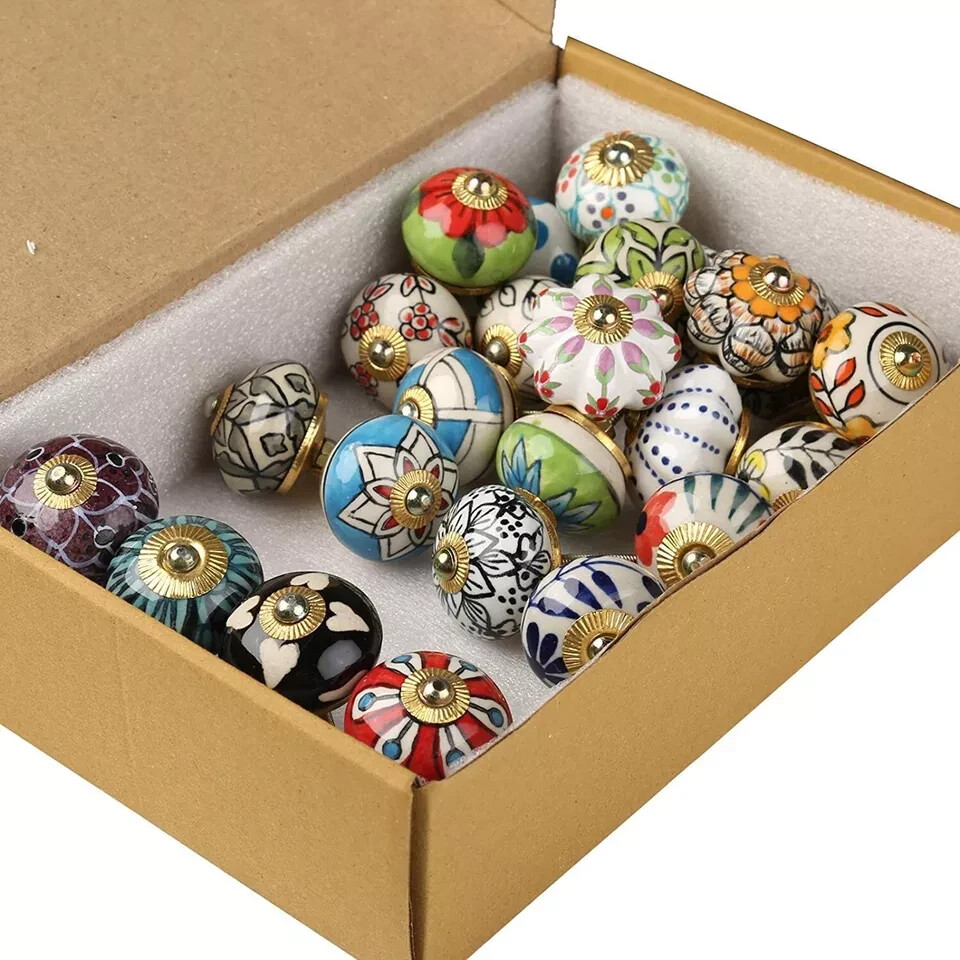 40 Pcs Wholesale Lot Multi Color Ceramic Door Pull Handle Kitchen Cabinet Knobs gallery