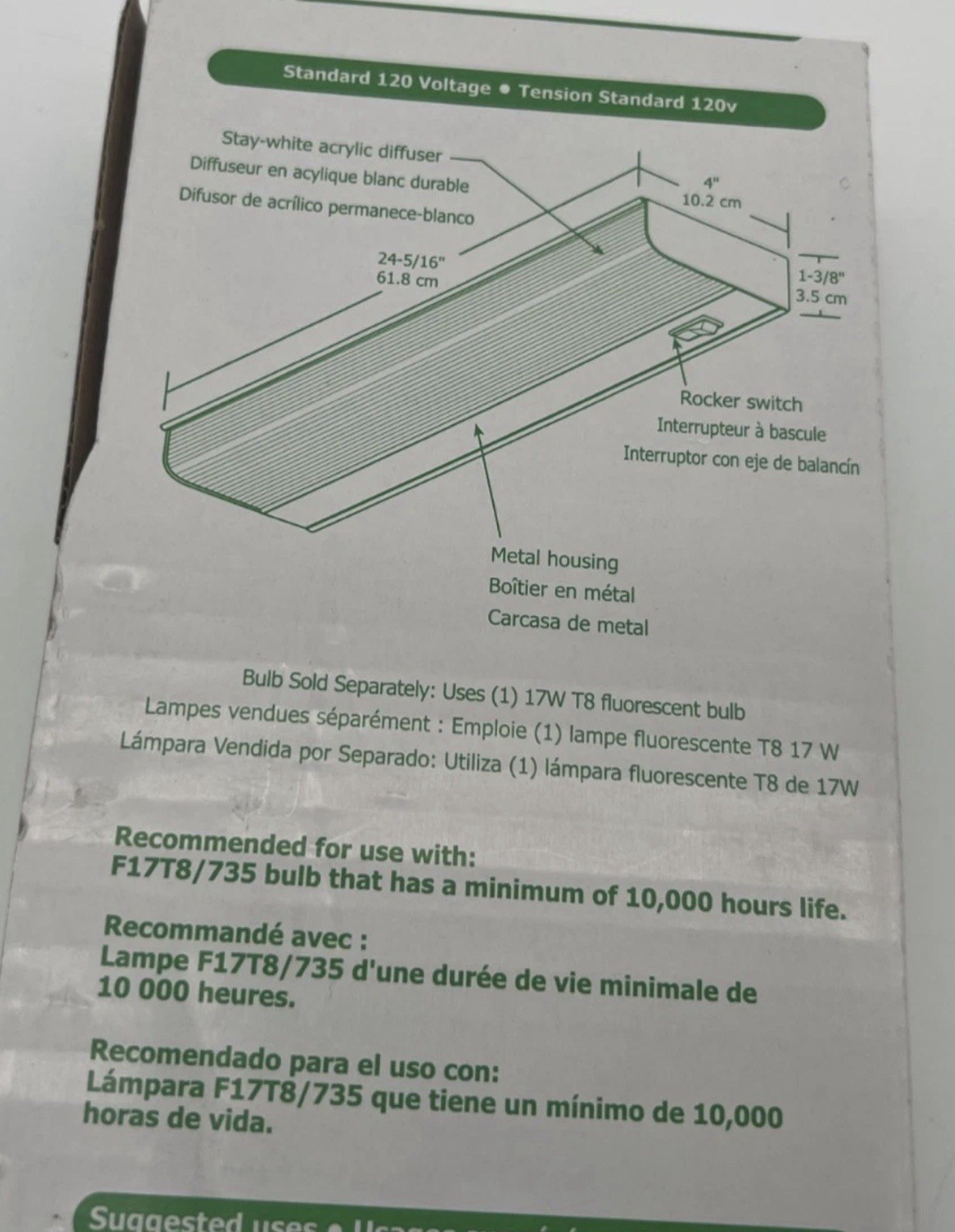 Lithonia Fluorescent 24" Undercabinet Light White Metal Housing 1 1VNK4 gallery