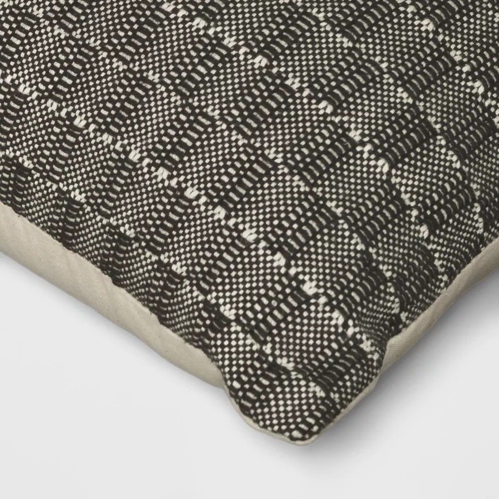 Oversized Textural Woven Square Throw Pillow Black/Neutral Threshold gallery