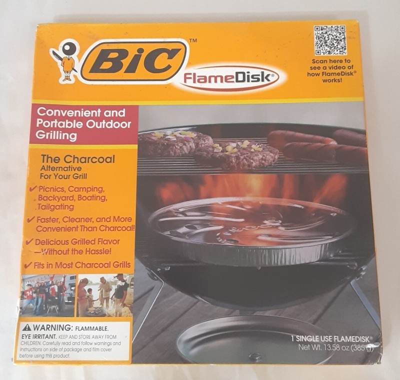 New Bic Flame Disk Charcoal Grill Camping Tailgating Grilling 40 Minutes gallery
