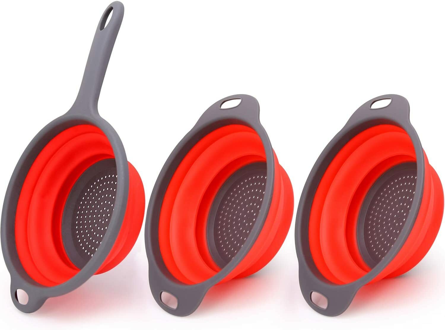 3pc Strainer Foldable Heat Resistant Collapsible Colander for Rinsing & Draining gallery