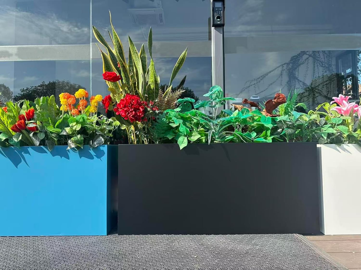 40x16x18 Inch Metal Large Rectangular Planter Black gallery