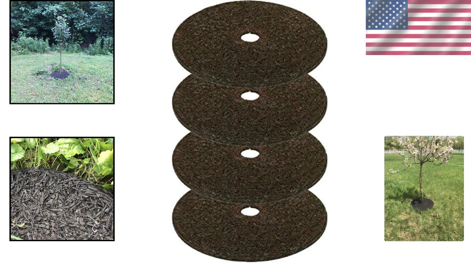 Rocky Mountain 24-Inch Recycled Rubber Tree Mulch Ring Weed Preventer Pack of 4 gallery