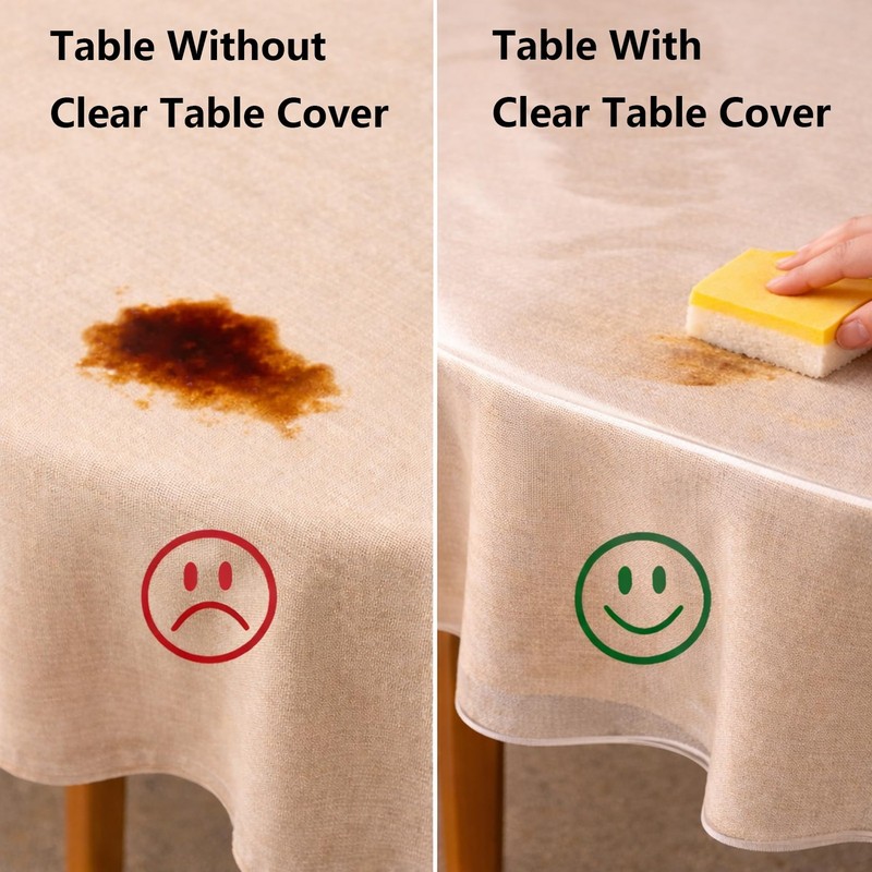 Clear Oval Table Cover Protector 54 x 72 in Plastic Tablecloth for 4~6 Seats ... gallery