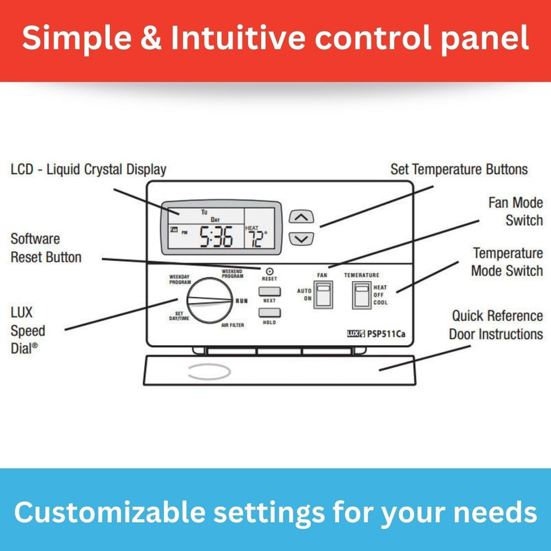 Pro Programmable Thermostat for Home Use; 1 Heat, 1 Cool gallery