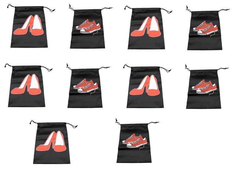 10 Pack Shoe Bags Printed Drawstring Travel Home Oxford Cloth Large 11.6 x 14.2" gallery