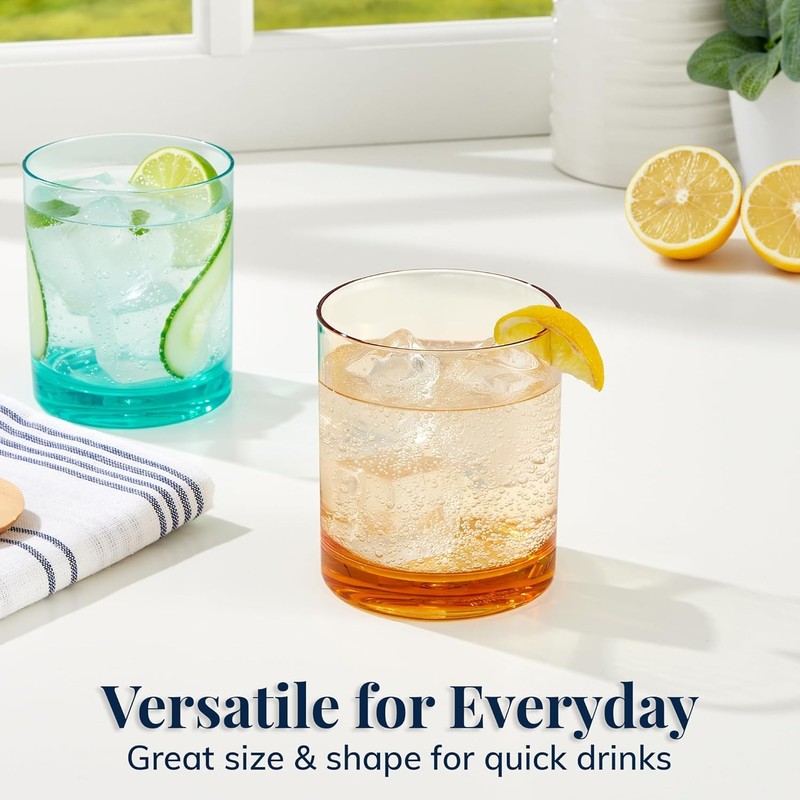 Classic Plastic Reusable Drinking Glasses (Set of 6) 12oz Rocks Cups Assorted gallery