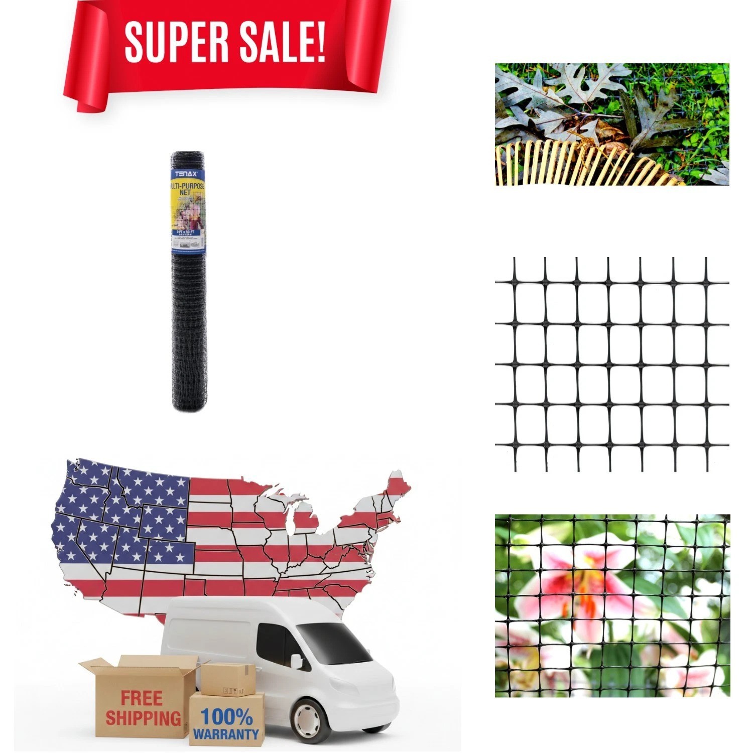 Versatile 3' x 50' Outdoor Fence Netting - UV Resistant Black Polypropylene gallery