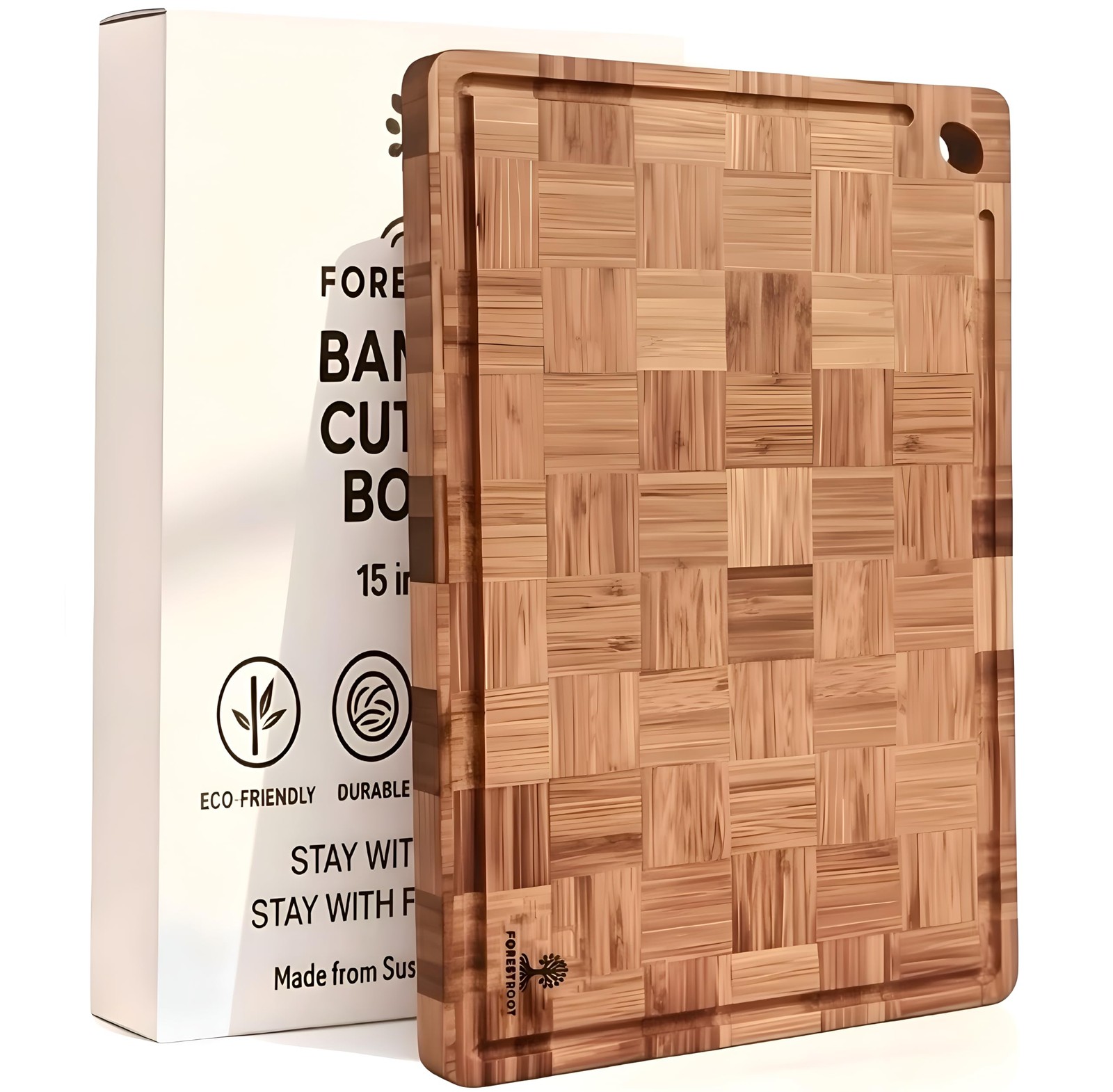 Premium Cutting Board-15x10 Inch - End Grain Heavy Duty Cutting Board with Ju... gallery