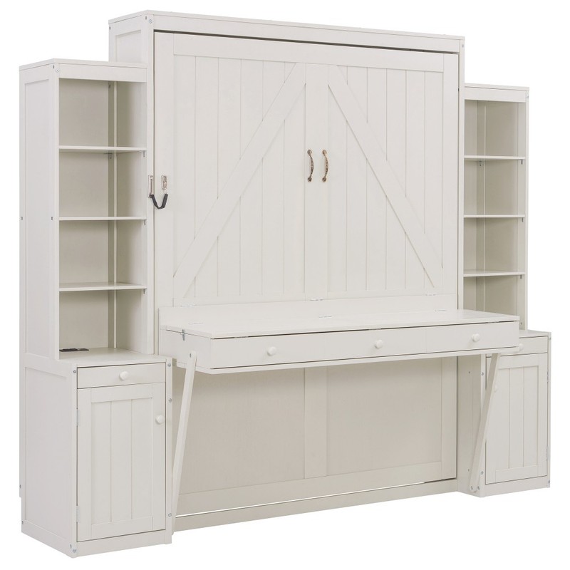 Queen Size Murphy Bed with Cabinets & Drawers, Hidden Murphy Wall Bed gallery
