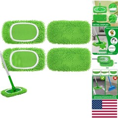 Super Absorbent Microfiber Mop Pads – Compatible with Swiffer, 4 Green Pads