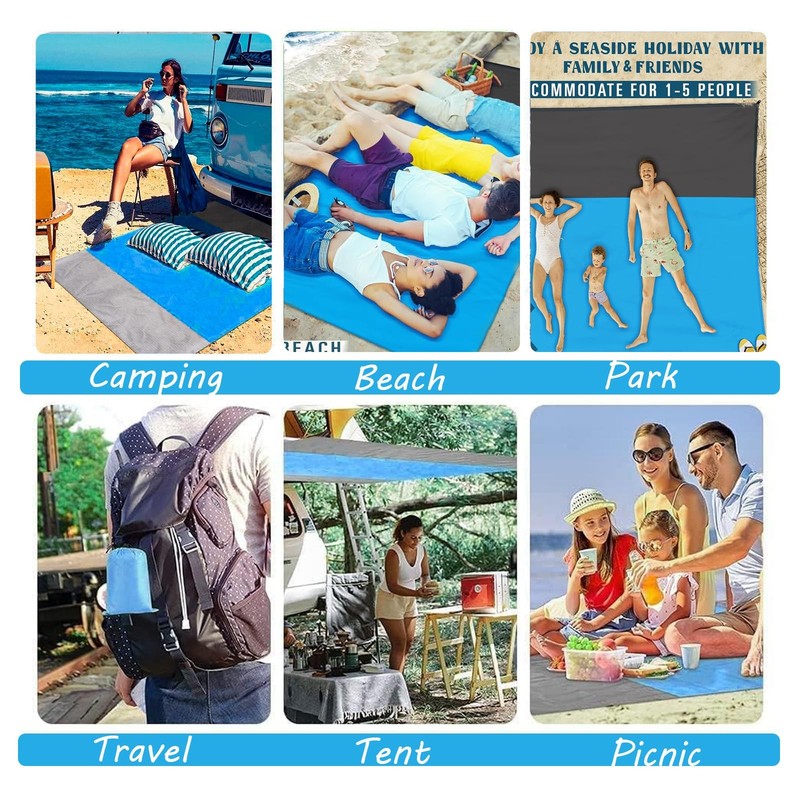 Beach Blanket Sandproof Waterproof, Beach Essentials Extra Large Beach Mat, 7... gallery