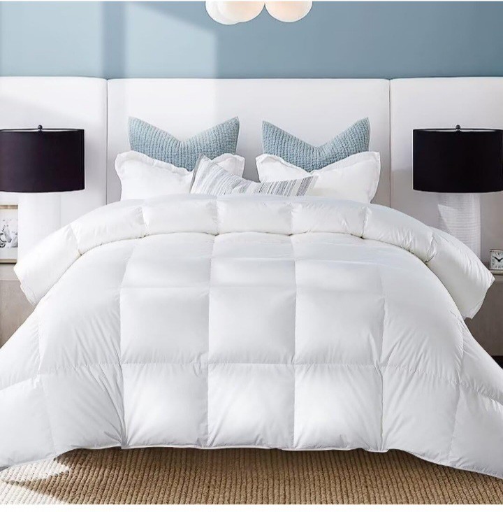 WhatsBedding Full Comforter Feather and Down, White Duvet 82x86 Inch READ Desc.