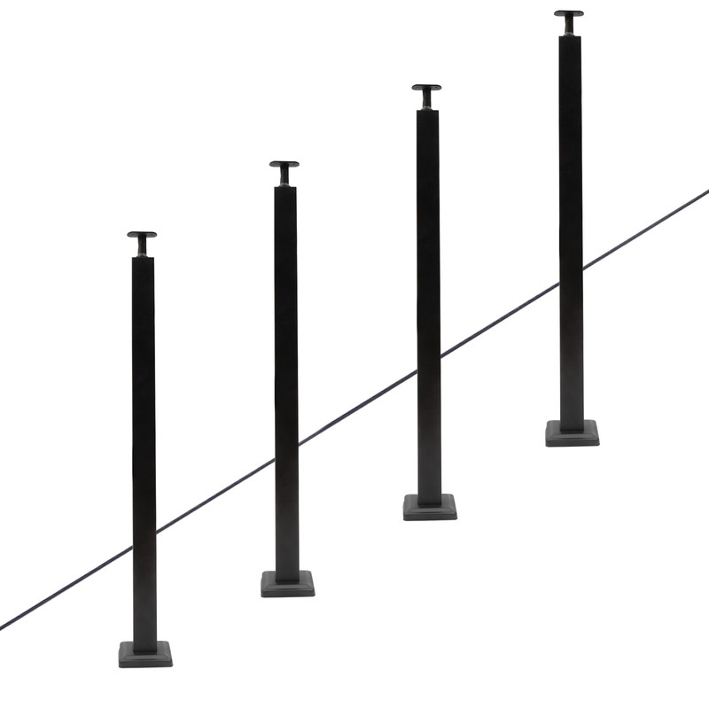 Level drilled Cable Railing Post 36"x2"x2"(Post Body 33") Stainless Steel Black gallery