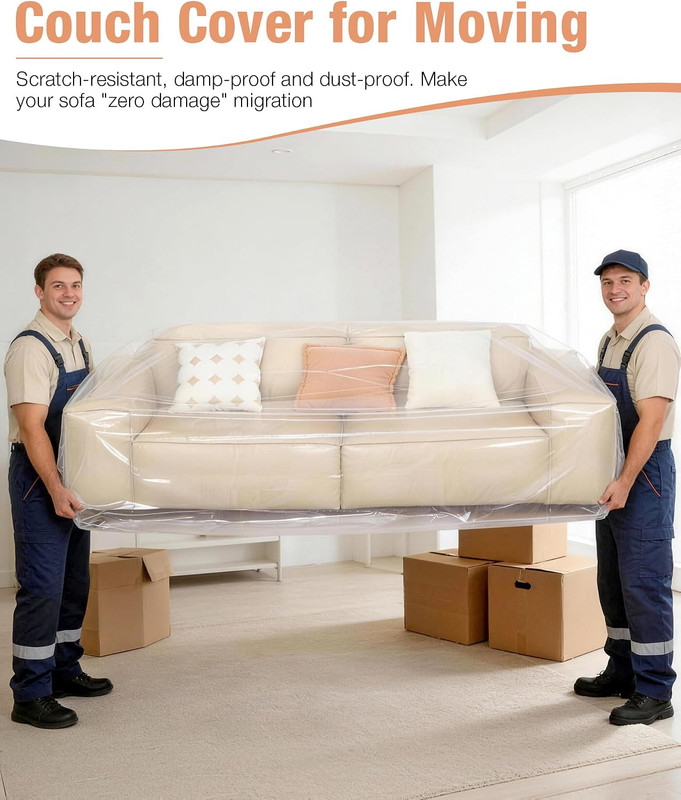 Extra Thick 4Mil Plastic Couch Cover, Large Dust-Proof Sofa Cover for Sectional gallery