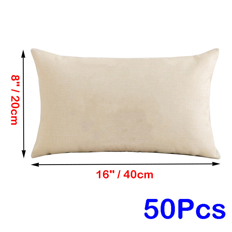 50Pcs 8"x16" Sublimation Blank Waist Cushion Cover DIY Printed Linen Pillowcase gallery