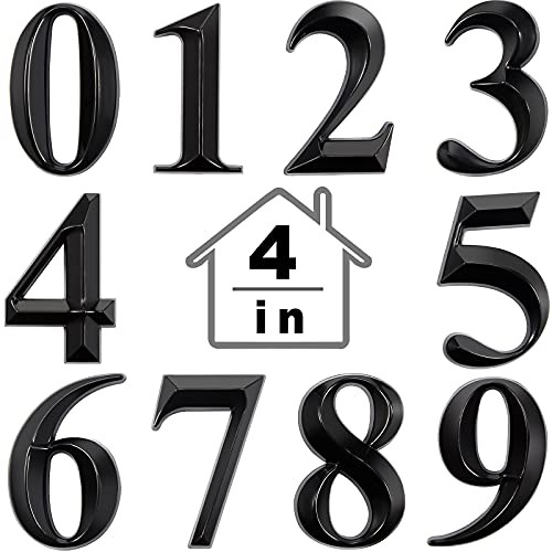 10 Pcs 3D Door Mailbox Numbers 0-9 Self - 4x2.5 Inches - Black gallery