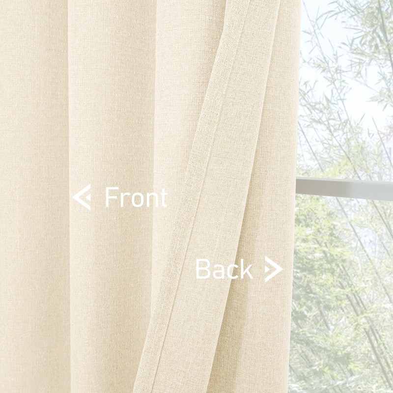 LAMIT Natural Light Beige Linen Textured 60"W x 84"L (Pack of 2), gallery