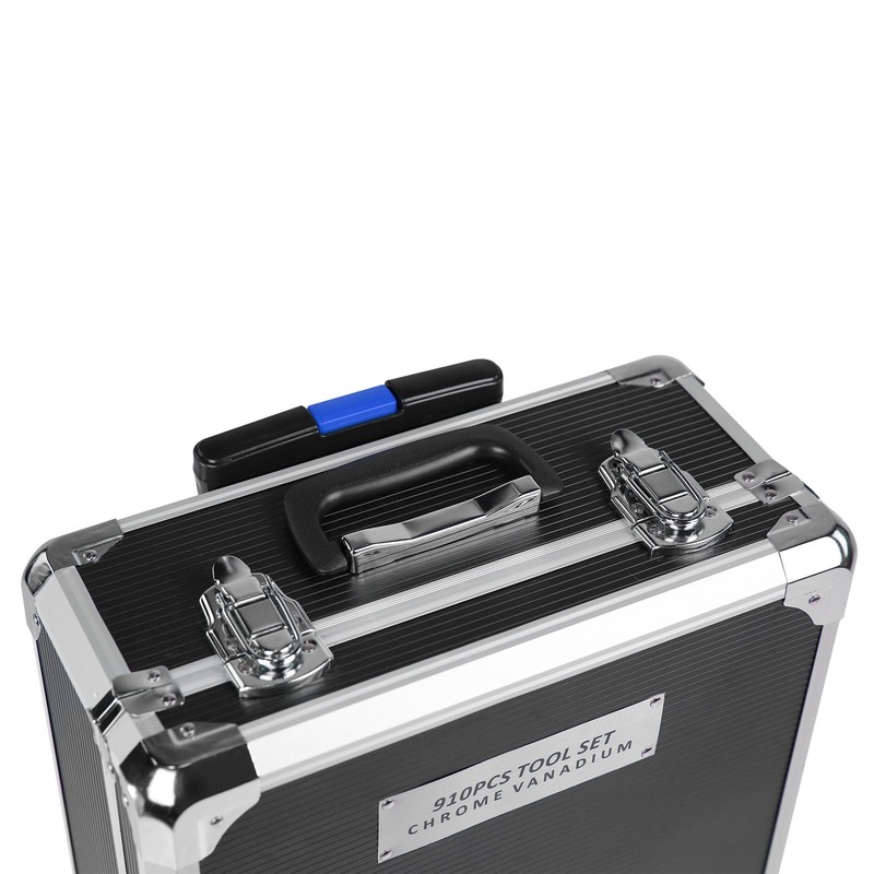 Tool Set Mechanics Tool Kit 910 PCS Wrenches Socket with Trolley Case Box Silver gallery
