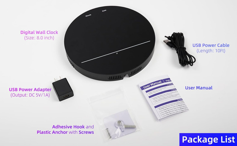 Digital Wall Clock with Large LED Display, Date, Temperature, Auto-Brightness | gallery