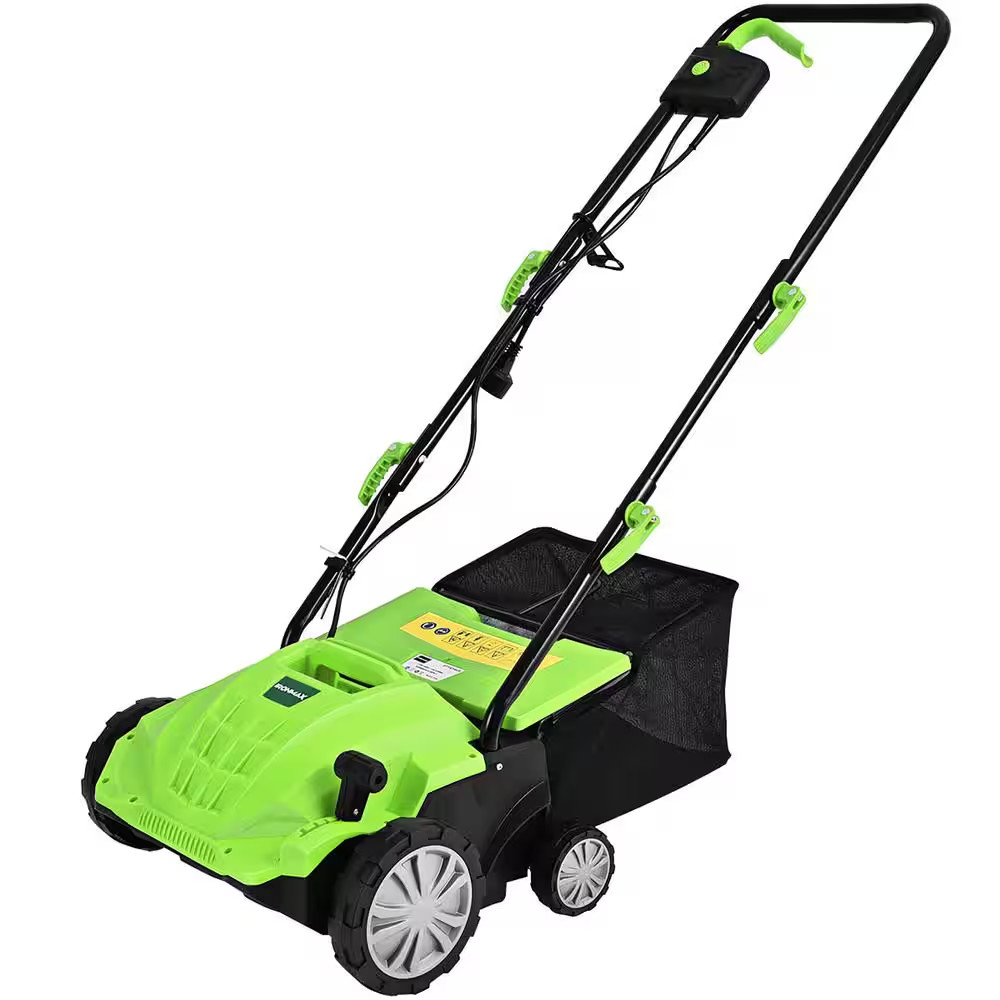 13 In. 12 Amp Corded Scarifier Electric Lawn Dethatcher W/40L Collection Bag Gre gallery