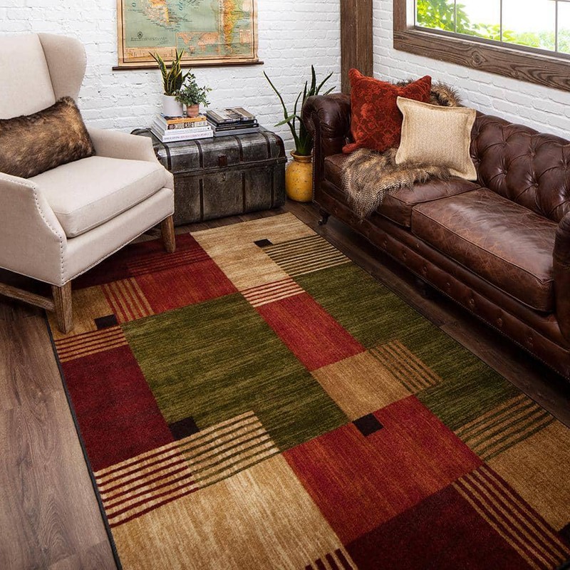 Geometric Area Rug Multi-Colored Nylon Non-Skid Latex Backing 6 ft. x 9 ft. gallery
