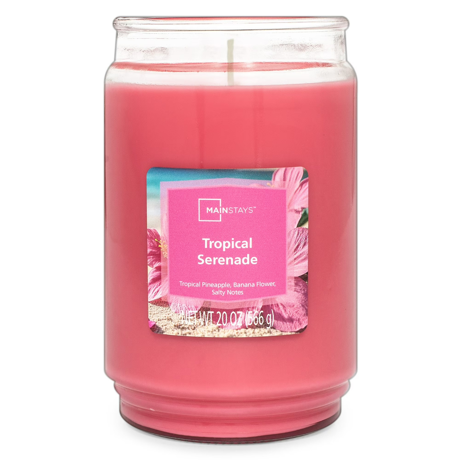 Mainstays Tropical serenade scented jar candle 20oz Pineapple Banana Flower Pink gallery