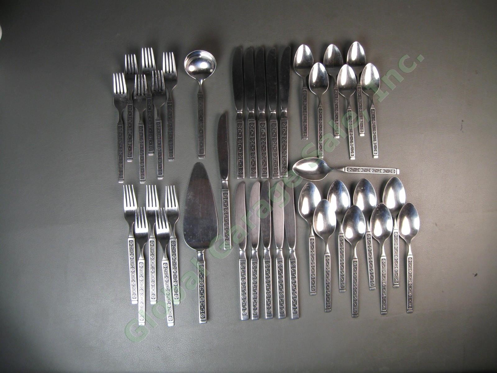 39pc Gorham Hacienda Stainless Mid Century Flatware Set Fork Spoon Knife Serving gallery