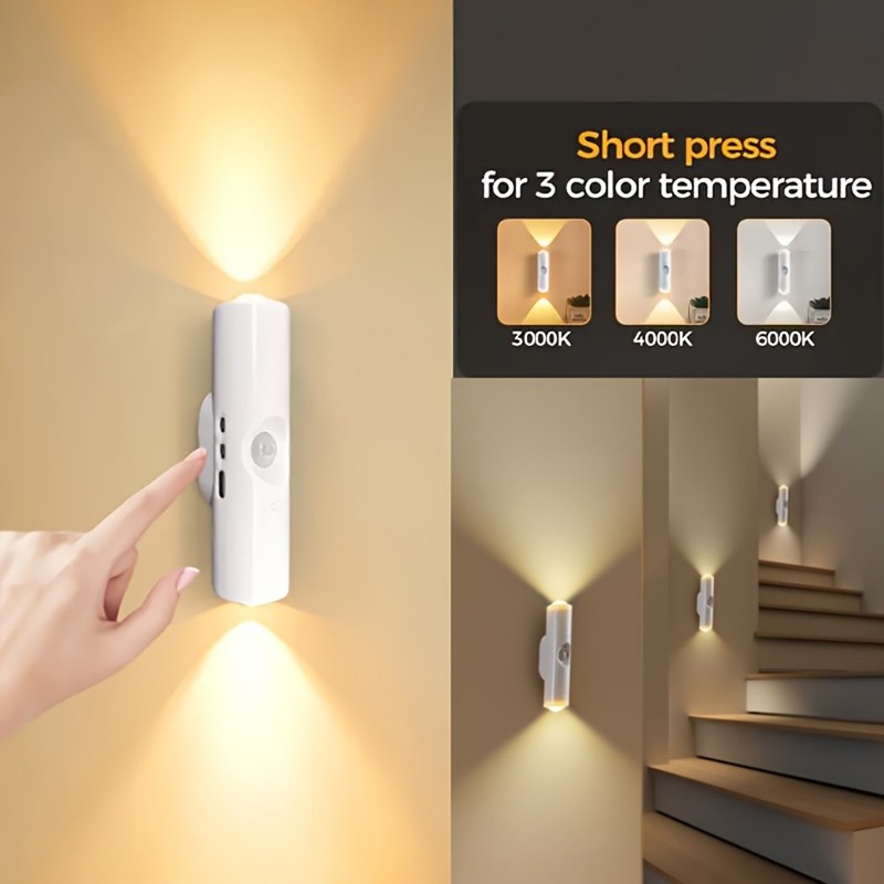 4-Pack Motion Sensor LED Night Light Rechargeable Magnetic Wall Lamp 3/7 Colors gallery