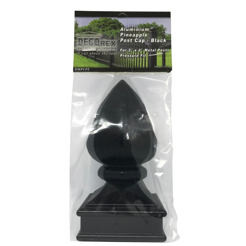2" x 2" Decorex Hardware Aluminium Pineapple Post Cap for Metal Posts - Black gallery
