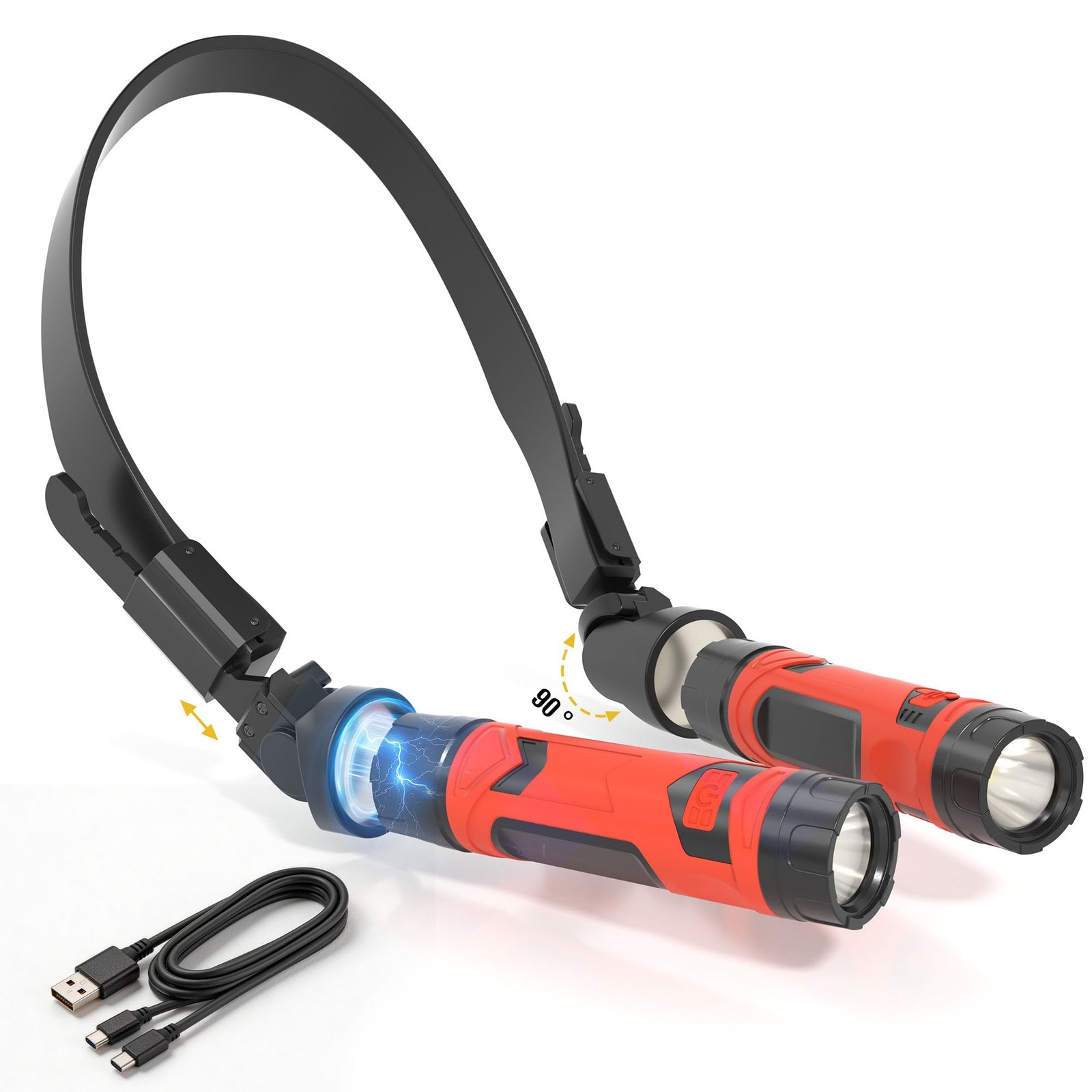 LED Neck Light, 800Lumens Rechargeable Neck Flashlight with Magnetic Base, De... gallery